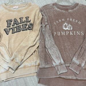 Pink Lily Beige and Brown Fall Graphic Sweaters